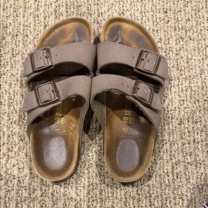 Brown Suede Slide Sandals